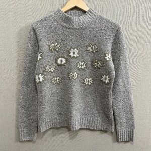 Liz Claiborne LizSport Flower Marled Sweater Medium